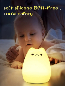 Cute Silicone LED Night Light for Kids Children Cartoon Animal Bedroom Decor Touch Night <b>Lamp</b> for Gifts - Product Image 2