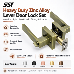 Juego de Cerradura de Puerta con Palanca de Aleación de Zinc de Alta Resistencia, Estilo Americano, para Dormitorio, Baño, Apartamento - Product Image 1