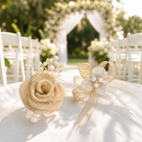 Corsage de poignet en tissu pailleté avec rose et chaîne de perles, fleur de main pour mariée, demoiselle d'honneur, mariage, banquet, fiançailles, fête, décoration