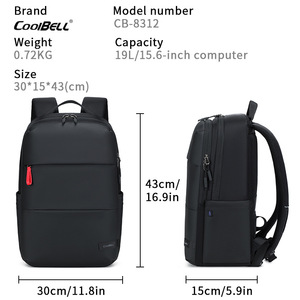 Coolbell Laptop <b>Backpack</b> 15.6 Inch <b>Slim</b> Lightweight Business Travel <b>Backpack</b> With Roller Case For Men - Product Image 2