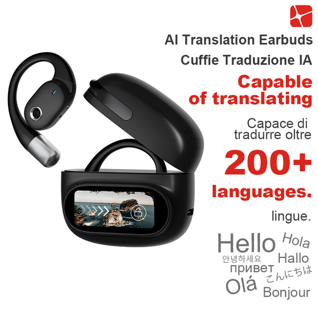 Wireless OWS Open Ear Headphones Smart Screen AI Translation Earbuds Air Conduction Headset Remote Shutter Video LED for