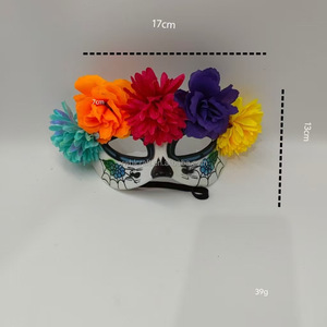 Masque de tête de mort en sucre mexicain HLC pour le Jour des Morts, masque de cosplay d'Halloween, masque de fête de carnaval, masque pour les yeux pour déguisement - Product Image 4