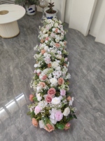 Nouvelle rangée de fleurs artificielles en soie rose vif pour allée de mariage, décoration de fond de scène, vente en gros personnalisée