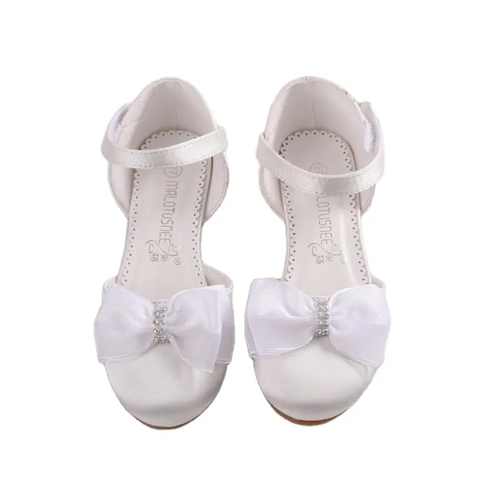 Toddler Flower Girl Shoes Heels Wedding Party Shoes for Girls Kids Formal Shoes Special Occasion Cotton Fabric OEM Floral Rubber