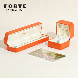 Forte <strong>Gold</strong> Foil logo Custom Handmade Jewelry Gift Boxes Orange Necklace Bracelet <strong>Ring</strong> Packaging Luxury Led Jewelry <strong>Box</strong> - Product Image 2