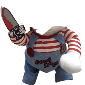 Pakaian kucing/anjing Halloween Wig dan pisau baru lucu properti menakutkan aksesoris pakaian kostum hewan peliharaan Chucky mematikan