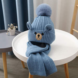 Ensemble bonnet et écharpe en peluche tricotée pour enfants, hommes, femmes et bébés, couvre-chef - Product Image 4