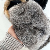 Gorro de Aviador de Piel de Conejo Natural para Invierno Extremo, Cálido, Impermeable, Afelpado, Grueso, Suave y Cómodo, para Pesca y Fiestas