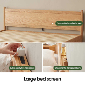 Letto Matrimoniale/Queen Size in Rovere Massiccio, Stile Moderno e Vintage, con Contenitore, Sollevamento Idraulico e Ricarica USB, per Casa, Camera da Letto e Hotel - Vendita Diretta dalla Fabbrica - Product Image 3