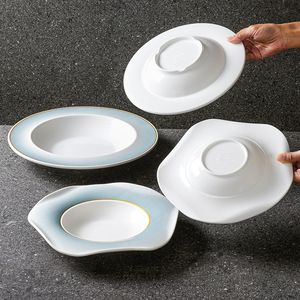 Xiangyuan <b>melamine</b> tableware <b>plates</b>, commercial hotel dining <b>plates</b>, restaurant concave <b>plates</b>, creative imitation porcelain - Product Image 3