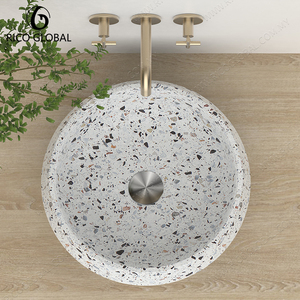 Custom OEM Brand <b>Round</b> Terrazzo Stone <b>Basin</b> for Bathroom Vanity Countertop Sink Model DS-1430A - Product Image 2