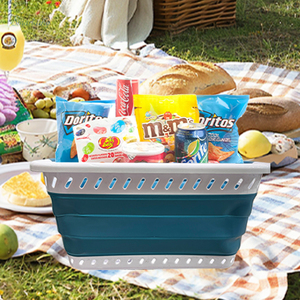 Hộ gia đình công suất lớn phòng tắm ráp giặt Hamper 42L PP + TPR Chất liệu màu xám gấp giỏ giặt - Product Image 1