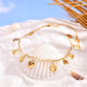 Vintage Dainty Women Jewelry <b>Anklet</b> Non Tarnish Waterproof <b>Gold</b> Plated Stainless Steel Heart Charms <b>Anklets</b> - Product Image 5