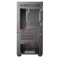 Casing PC Gaming Ruix Luna Warna Oranye dengan Pintu Geser, Kipas RGB, MATX Mid Tower, untuk Komputer Meja