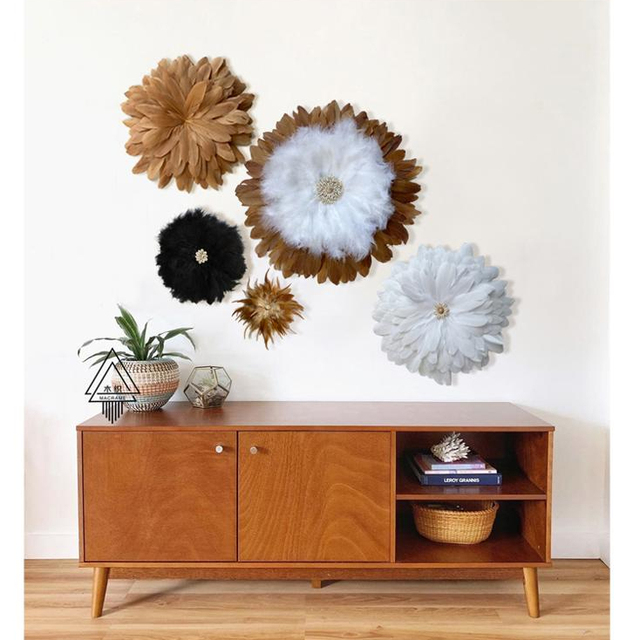 Wholesale Modern Nordic Interior Boho African Art Feather Juju Hat for Home Decor Christmas Living Room Bedroom Wall Decor