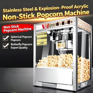 Nueva Máquina de <span class=keywords><strong>Palomitas</strong></span> de Maíz Comercial de Acero Inoxidable para Parques Acuáticos Interiores, Diseño Anti-Salpicaduras, 1250W, 1 Año de Garantía - Product Image 2