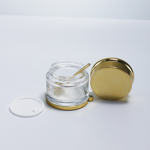 Cao cấp 50g 100g mỹ phẩm chai kem thủy tinh hình trụ với đáy phẳng Kem chống nắng mạ điện nắp và muỗng - Product Image 6