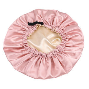 Bonnet <span class=keywords><strong>de</strong></span> nuit en satin double couche réglable, imperméable, pour la douche et le <span class=keywords><strong>bain</strong></span>, avec élastiques ajustables pour cheveux bouclés naturels - Product Image 5