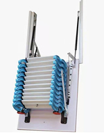 Nouvelle échelle télescopique manuelle portable en alliage d'aluminium avec main courante, escalier de grenier, hauteur extensible 3,5 m, charge 500 kg