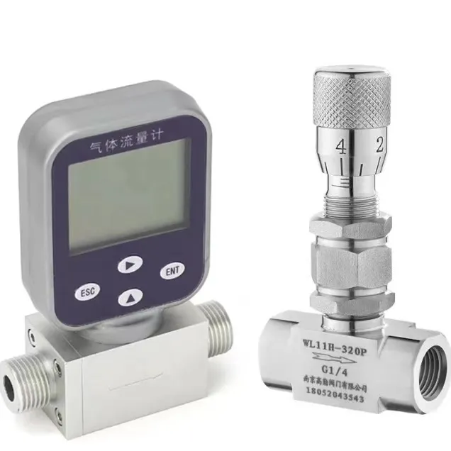 Industrial Micro Flow Value Manual Regulating Valve Methylene Chloride Ozone Argon Thermal Gas Mass Flow Meter