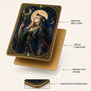 Carte Collezionabili in Metallo Personalizzate con Stampa Anime Fantasy, Carte da Gioco con Bordi Dorati, Souvenir Regalo all'Ingrosso - Product Image 3