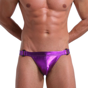 Échantillon gratuit de haute qualité Sexy Gay Boy brillant noir rouge <span class=keywords><strong>violet</strong></span> bleu or argent hommes Bikini <span class=keywords><strong>string</strong></span> sous-vêtements - Product Image 6