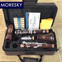 MORESKY Clarinet Nickel Silver Surface Silver Plated 18 Keys Bb Rosewood Mopane Woodwind M67