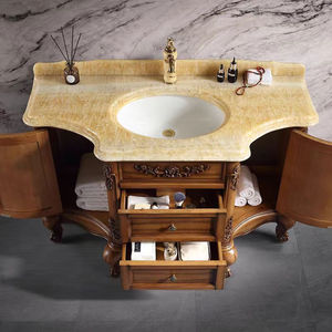 Oak bathroom cabinet marble countertop luxury washbasin custom washbasin cabinet - Product Image 4