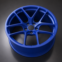 Nouvelle jante en alliage d'aluminium forgé 10 branches, design Y fendu, bleu satiné, concave, logo personnalisé, pour voiture, 16-22 pouces, 5x114.3