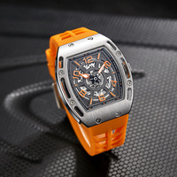 Montre à quartz tonneau de luxe pour homme, boîtier en acier inoxydable, bracelet en silicone, lumineuse, résistante à l'eau, sportive, décontractée, cadran en verre