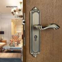 Poignées de porte en alliage de zinc doré de style victorien européen de luxe, avec motifs complexes, serrure magnétique, haut de gamme, pour intérieur, entrepôt, maison
