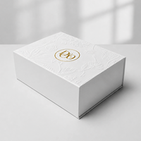 Boîte cadeau pliante en papier de luxe avec aimant, design personnalisé en relief blanc, pour les entreprises