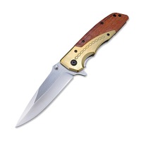 Couteau pliant utilitaire portable DA77, lame 5Cr13Mov, manche en laiton + bois coloré, multifonction, bricolage, camping en plein air, chasse