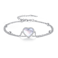 Pulsera de Piedra Natural Dan Jewelry para Mujer, Uso Diario, Pulsera de Corazón para Regalo de Aniversario o Cumpleaños, Plata de Ley 925 con Cuentas