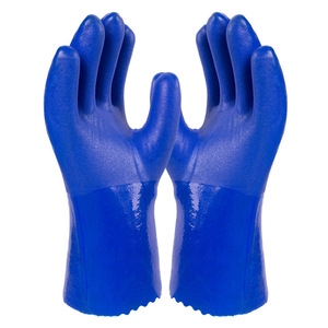 Pvc Work Gloves <b>Full</b> Texture Knitted Cotton Lining Anti <b>Slip</b> For Construction Chemical Industry Waterproof Safety Gloves - Product Image 1