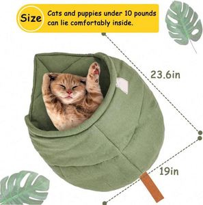 Free Sample Leaf Cat Sleeping <b>Bed</b>,Pet Sleep Cozy Bag Stay Open,,Burrow Calming Snuggle Sack Covered <b>Nest</b> <b>Bed</b> for - Product Image 5