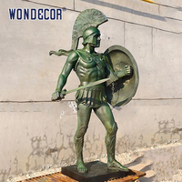 Statue de guerrier spartiate grec en bronze, armure de gladiateur, sculpture pour jardin extérieur et parc