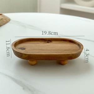 <span class=keywords><strong>Plateau</strong></span> ovale sur piétement en bois d'acacia avec pieds sphériques, support décoratif nordique pour bijoux, bougies et savons, pour la décoration intérieure et la cuisine - Product Image 6