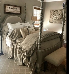 Venta al por mayor 100% Lino Shabby Chic Ruffle Duvet Cover Set Queen/King/Twin/XL Cal King Tallas 200TC Sólido para el hogar Boda Hotel - Product Image 6