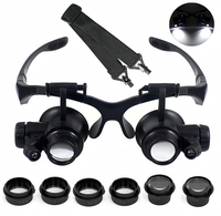 Head Mount Magnifying Glass with LED Light, Jewelers Loupe Magnifier with 8 Interchangeable Lens