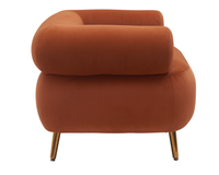 Fauteuil d'appoint moderne en velours courbé avec pieds en métal, canapé simple douillet et confortable pour salon ou coin lecture