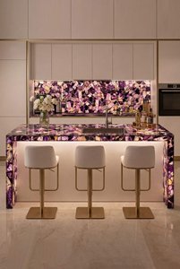 Îlot de salle de bain personnalisé en pierre semi-précieuse translucide, comptoir de cuisine en quartz <span class=keywords><strong>violet</strong></span> rétroéclairé, pierre précieuse <span class=keywords><strong>fluorite</strong></span> violette - Product Image 3