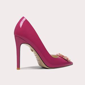 Tacones de Lujo con Hebilla de Cristal para Mujer, <span class=keywords><strong>Zapatos</strong></span> de Tacón Alto de <span class=keywords><strong>Charol</strong></span> con Punta en Pico, <span class=keywords><strong>Zapatos</strong></span> Rojos de Novia - Product Image 2