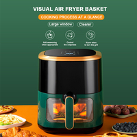 Friteuse à air numérique intelligente électrique visuelle verte antiadhésive de grande capacité avec fenêtre visible