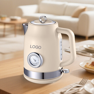 1.7L phong cách retro Ấm đun nước điện kim loại Tea <span class=keywords><strong>Kettle</strong></span> OEM chất lượng tốt Kem nước màu vàng ấm đun nước với nhiệt độ đo - Product Image 1