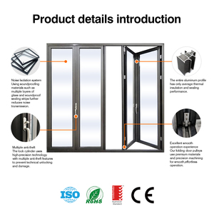 Porte pliante accordéon en verre trempé simple à cadre noir, seuil bas, pour intérieur, norme américaine - Product Image 2