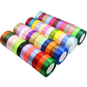도매 100% 폴리에스터 실크 새틴 리본 100 야드 단일 얼굴 1 1/2 인치 196 사용자 정의 색상 38mm 순수 낮은 MOQ 롤 선물 - Product Image 1