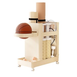 Home Sports Equipment Storage Cart With Wheels Foldable Multi Purpose Organizer For Yoga Mat And Racket Storage - Product Image 4