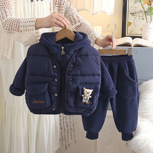 Set Tre Pezzi Autunno Inverno per Bambini e Bambine in Poliestere/Cotone, Tessuto Pettinato, Manica Lunga, Gilet Casual Morbido e Trendy - Product Image 2