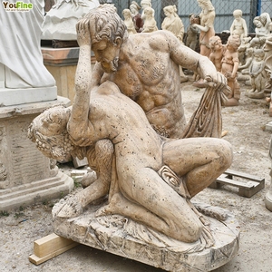 Estatua de Satiro y Bacchantes de Mármol Natural Tallada a Mano, Tamaño Real, Decoración de Jardín para Exteriores - Product Image 4